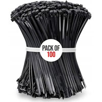Neel Blue 100pcs Black Long & Strong Nylon Cable Ties, 250mm x 4.6mm
