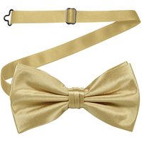 Neel Blue Men's Stylish Bow Ties Colourful Plain Solid Satin Polyester Adjustable Pre-Ties in Beige