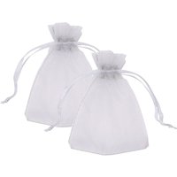 Neel Blue 100pcs Organza Bags Drawstring Gift Pouches, 7x9cm in Silver | Size: 7x9 cm