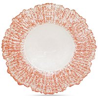 Neel Blue 33cm Charger Plates Crackled Glass Plates for Dinner Table Decoration in Rose Gold