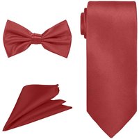 Bow Tie Necktie & Pocket Square Tie Set Casual & Formal Wear Maroon