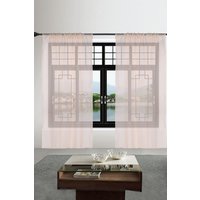 Neel Blue Semi-Transparent Voile Curtain, Pair Window Curtain 2 Panel in Cream | Size: 142 cm width x 137 cm drop