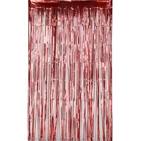 Foil Fringe Curtain Metallic Tinsel Backdrop Steamers 1x2 Metres Red
