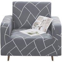 Neel Blue Light Grey & White Printed Sofa Cover | Size: Small