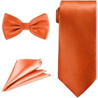 Bow Tie Necktie & Pocket Square Tie Set Casual & Formal Wear Orange
