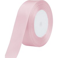 Neel Blue Double Sided Satin Polyester Ribbon Roll, 25mm x 25 Metres in Light Pink