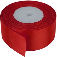 Neel Blue Double Sided Satin Polyester Ribbon Roll, 40mm x 25 Metres in Scarlet