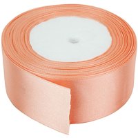 Neel Blue Double Sided Satin Polyester Ribbon Roll, 50mm x 25 Metres in Peach