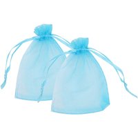 Neel Blue 100pcs Organza Bags Drawstring Gift Pouches, 7x9cm in Turquoise | Size: 7x9 cm