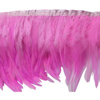 Neel Blue 2 Metres Rooster Feather, Hackle Feather Fringe for Sewing, Dress Trim in Baby Pink
