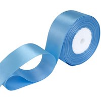 Neel Blue Double Sided Satin Polyester Ribbon Roll, 25mm x 25 Metres in Baby Blue