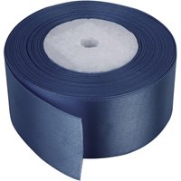 Neel Blue Double Sided Satin Polyester Ribbon Roll, 50mm x 25 Metres in Navy
