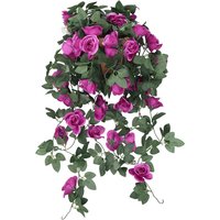Neel Blue 110cm Artificial Rose Garland Vine Hanging Silk Garland, 18 Flowers in Purple