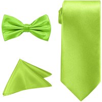 Bow Tie Necktie & Pocket Square Tie Set Casual & Formal Wear Bright Green