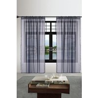 Neel Blue Semi-Transparent Voile Curtain, Pair Window Curtain 2 Panel in Navy | Size: 142 cm width x 183 cm drop