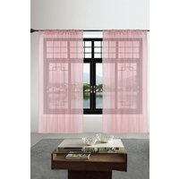Neel Blue Semi-Transparent Voile Curtain, Pair Window Curtain 2 Panel in Rose Gold | Size: 140 cm width x 220 cm drop