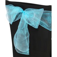 Neel Blue Organza Chair Sashes Wider Fuller Bow for Party Decoration, 17cm x 280cm in Bright Blue | Size: 17 cm x 280 cm