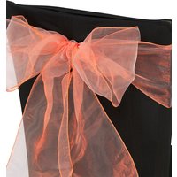 Neel Blue Organza Chair Sashes Wider Fuller Bow for Party Decoration, 17cm x 280cm in Burnt Orange | Size: 17 cm x 280 cm