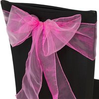 Neel Blue Organza Chair Sashes Wider Fuller Bow for Party Decoration, 17cm x 280cm in Fuchsia | Size: 17 cm x 280 cm