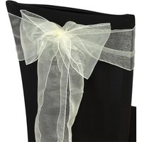 Neel Blue Organza Chair Sashes Wider Fuller Bow for Party Decoration, 17cm x 280cm in Ivory | Size: 17 cm x 280 cm