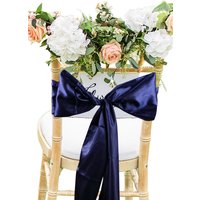 Neel Blue Satin Chair Sashes for Weddings Birthday Party Decoration, 7" x 108" in Navy