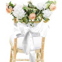 Neel Blue Satin Chair Sashes for Weddings Birthday Party Decoration, 7" x 108" in White