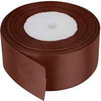 Neel Blue Double Sided Satin Polyester Ribbon Roll, 50mm x 25 Metres in Brown