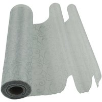 Neel Blue Organza Roll Sparkle Snow Sheer Glitter Gabric with Flocked Design - 25m x 29cm in White | Size: 25m x 29 cm