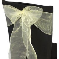 Neel Blue Organza Chair Sashes Wider Fuller Bow for Party Decoration, 17cm x 280cm in Lemon | Size: 17 cm x 280 cm