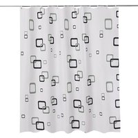 Neel Blue Mandala Polyester Shower Curtain, Water-Resistant Bathroom Curtain With 12 Hooks - 180x200cm in White | Size: 180 cm width x 200 cm drop