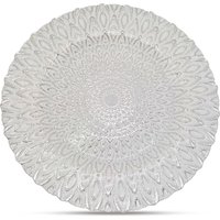 Neel Blue 33cm Charger Plates Peacock Design Glass Plates for Dinner Table Decoration in Silver