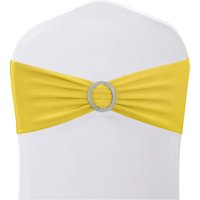 Neel Blue Spandex Chair Band with Slider Buckle, Stretchy Chair Cover Band Sash in Lemon