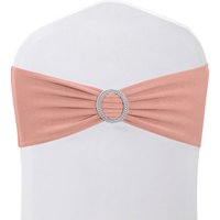 Neel Blue Spandex Chair Band with Slider Buckle, Stretchy Chair Cover Band Sash in Rose Gold