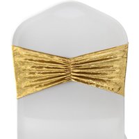 Neel Blue Diamond Velvet Chair Band, Soft & Shiny Chair Band Sash in Gold