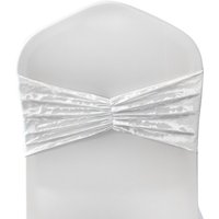 Neel Blue Diamond Velvet Chair Band, Soft & Shiny Chair Band Sash in Ivory