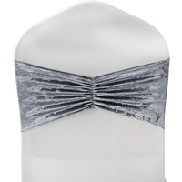 Neel Blue Diamond Velvet Chair Band, Soft & Shiny Chair Band Sash in Silver