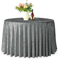 Round Crushed Velvet Table Cloth, Washable Soft Fabric Glitz Table Cover - 108"