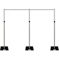 Neel Blue 3m x 6m Pipe & Drape, Heavy Duty Photography Backdrop Stand in Silver