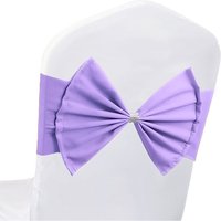 Neel Blue Pack of 10 Chair Sash Band with Slider Buckle, Stretchy Chair Bands Bows for Party, Event, Reception in Lavender
