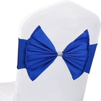Neel Blue Pack of 10 Chair Sash Band with Slider Buckle, Stretchy Chair Bands Bows for Party, Event, Reception in Royal