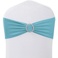 Neel Blue 13"x5" Spandex Chair Bands with Slider Buckle, Stretchy Elastic Chair Sash - 10pcs in Baby Blue