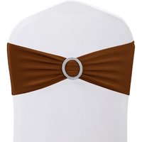 Neel Blue 13"x5" Spandex Chair Bands with Slider Buckle, Stretchy Elastic Chair Sash - 10pcs in Chocolate