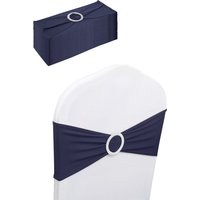 Neel Blue 13"x5" Spandex Chair Bands with Slider Buckle, Stretchy Elastic Chair Sash - 10pcs in Navy