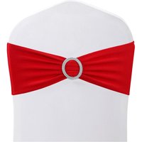 Neel Blue 13"x5" Spandex Chair Bands with Slider Buckle, Stretchy Elastic Chair Sash - 10pcs in Red