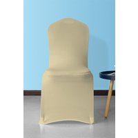 Neel Blue Spandex Polyester Stretch Chair Cover, Washable & Removable Slipcovers in Beige