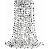 Neel Blue 9M Metallic Christmas Bead Chain - 7.5mm Shiny Pearl Garland in Silver