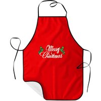 Neel Blue Christmas Themed Chef Apron, Merry Christmas Apron Xmas Holiday Festival Kitchen Prop in Red