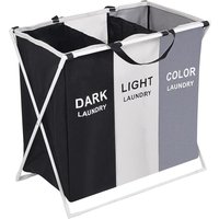Neel Blue Large 3 Compartment Laundry Hamper Collapsible Laundry Basket, Foldable Storage Bag