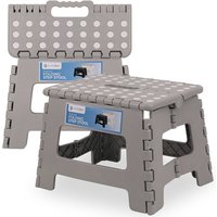 Neel Blue 9 Inches Step Folding Stool, Collapsible Stool in Light Grey