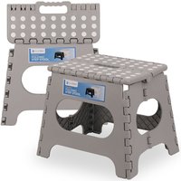 Neel Blue Folding Step Stool, Collapsible Stool, 11 Inches in Light Grey